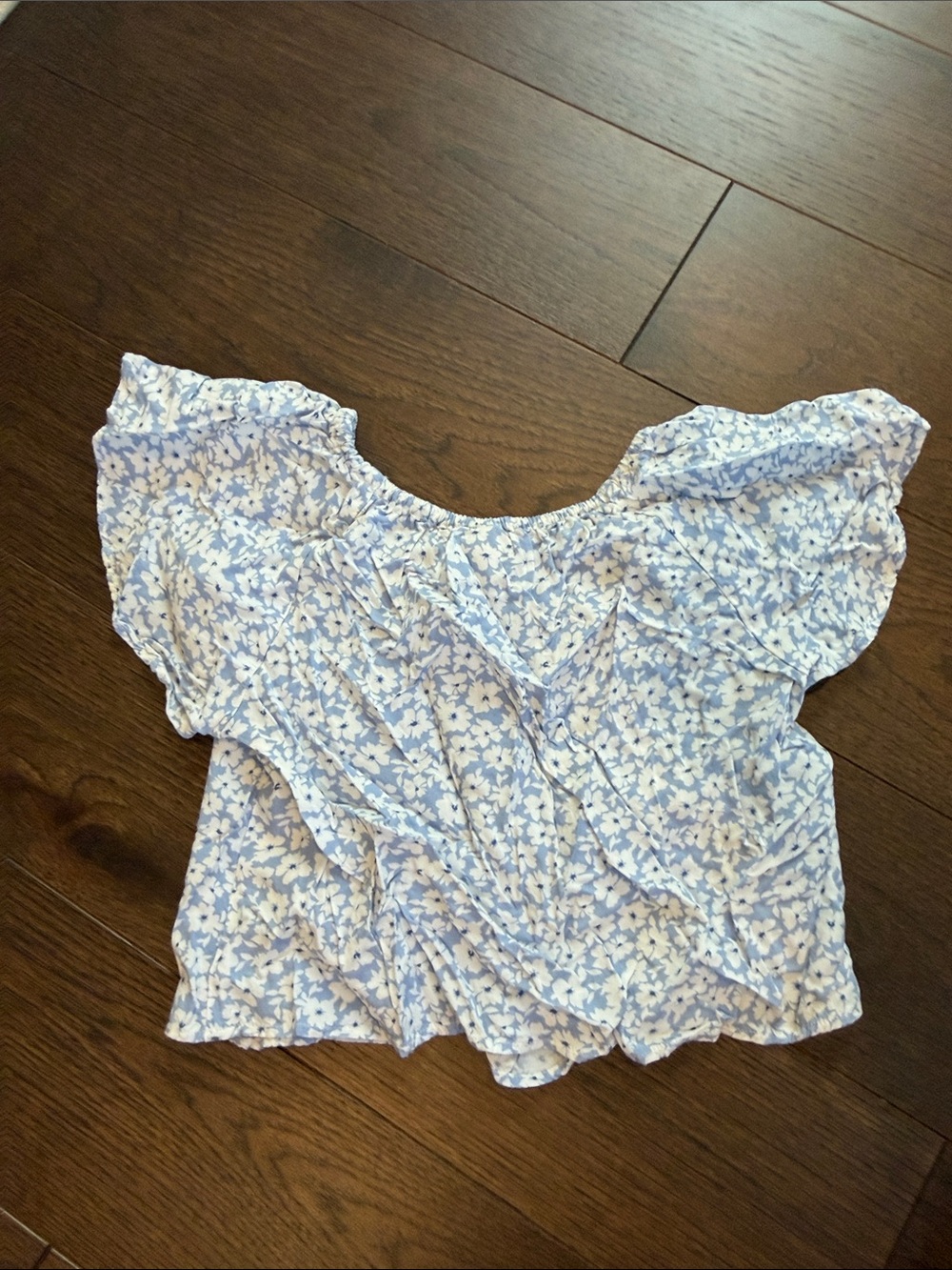 Crewcuts Girls Light Blue Floral Short Sleeve Peasant Top Size 6/7 - C36-039 - Picture 7 of 7